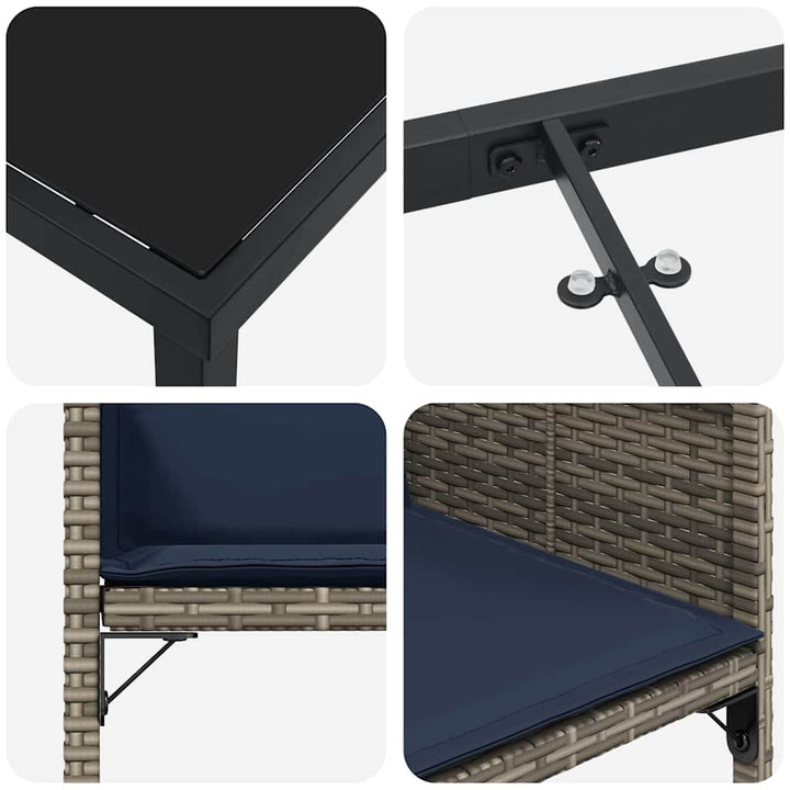 Have Spisebordssæt med pude 5 pcs Grå Poly rattan