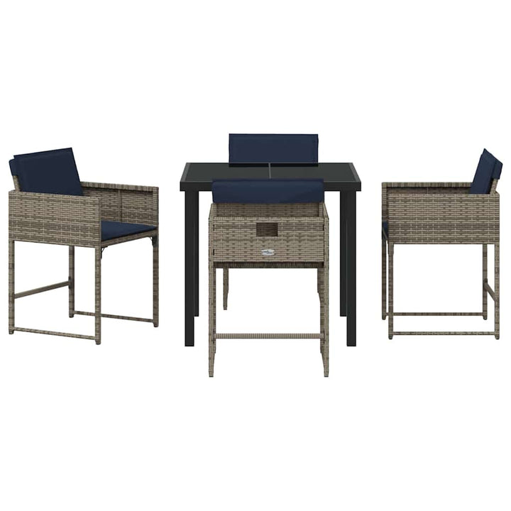 Have Spisebordssæt med pude 5 pcs Grå Poly rattan