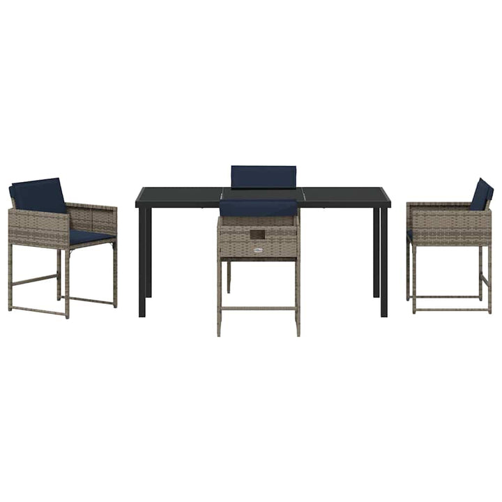 Have Spisebordssæt med pude 5 pcs Grå Poly rattan