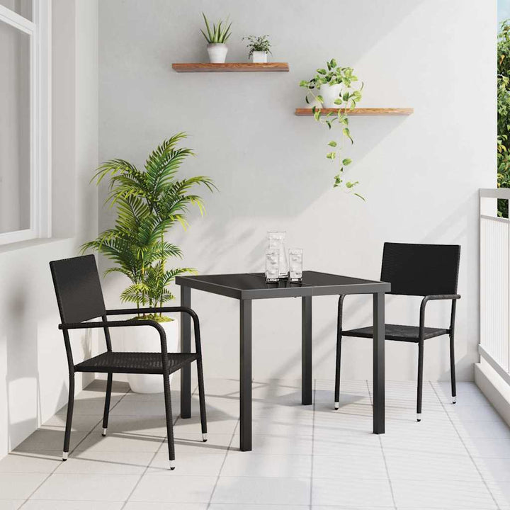 Have Spisebordssæt 3 pcs Sort Poly rattan