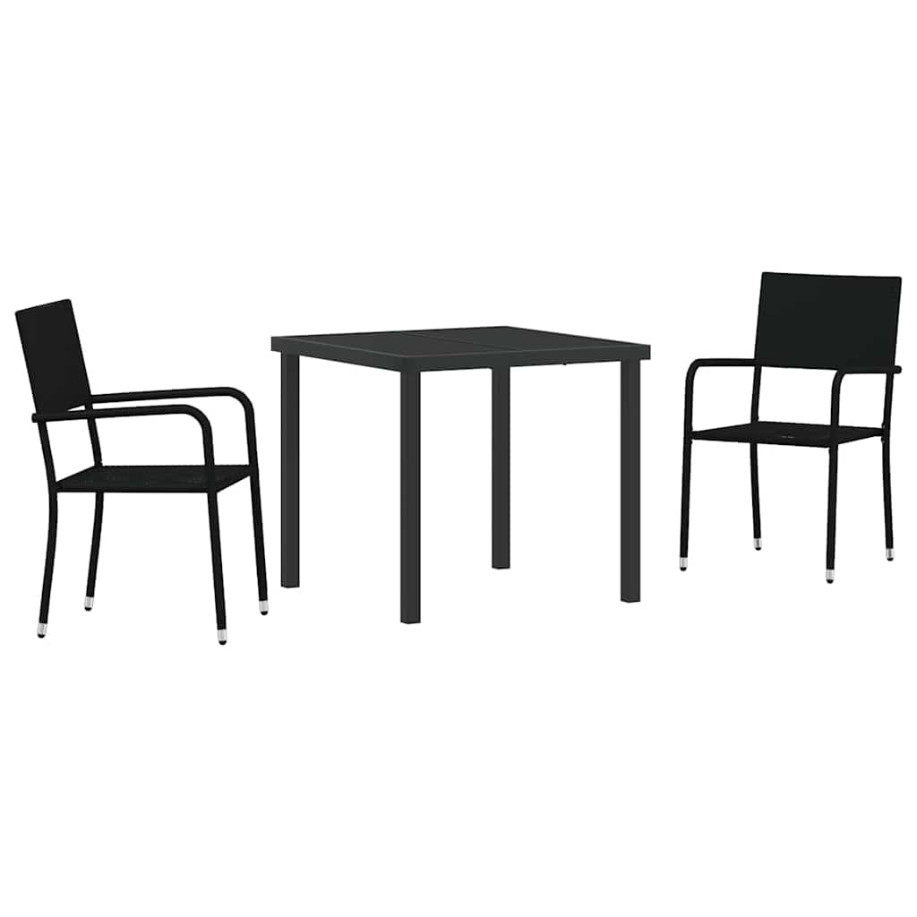 Have Spisebordssæt 3 pcs Sort Poly rattan