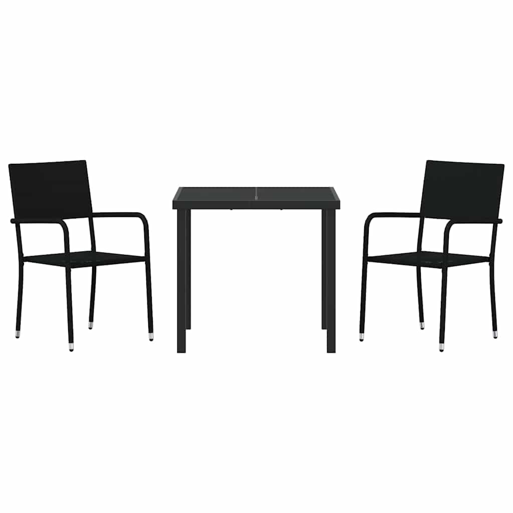 Have Spisebordssæt 3 pcs Sort Poly rattan