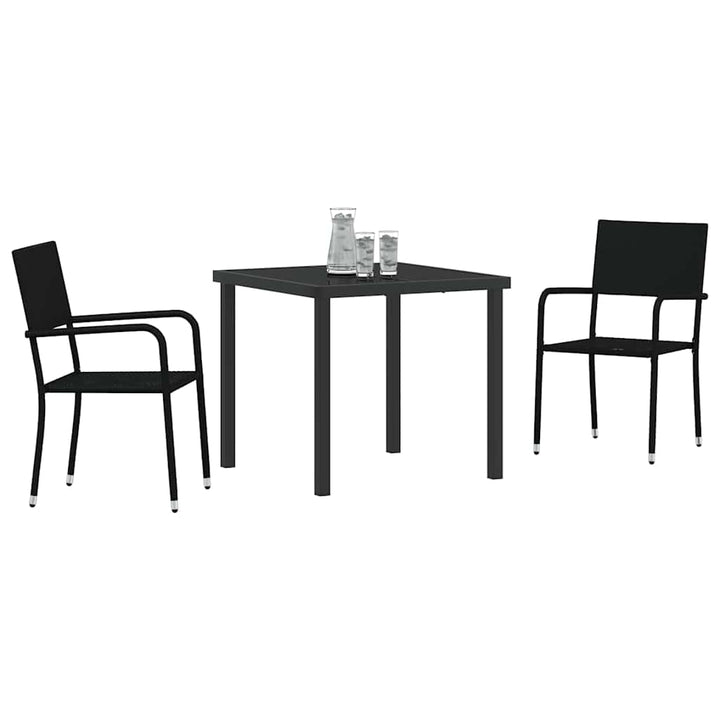 Have Spisebordssæt 3 pcs Sort Poly rattan