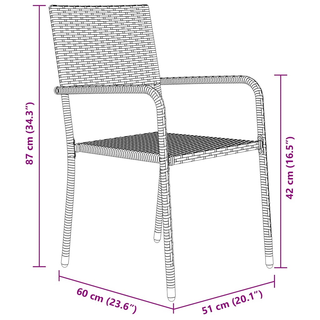 Have Spisebordssæt 3 pcs Sort Poly rattan