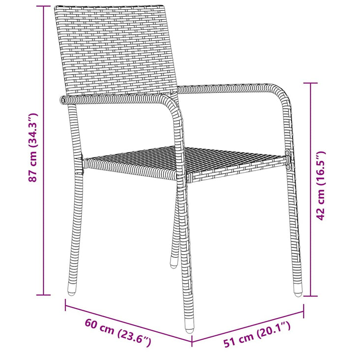 Have Spisebordssæt 3 pcs Sort Poly rattan