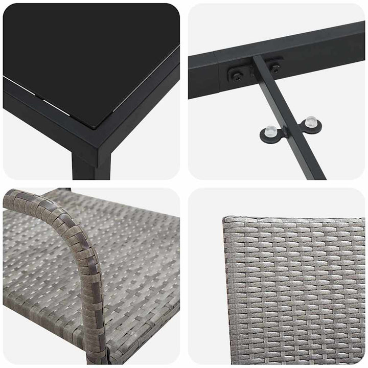 Have Spisebordssæt 3 pcs Grå Poly rattan