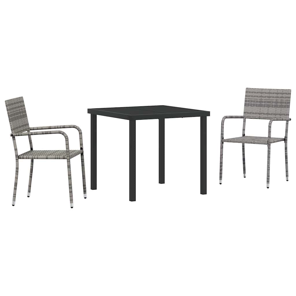 Have Spisebordssæt 3 pcs Grå Poly rattan