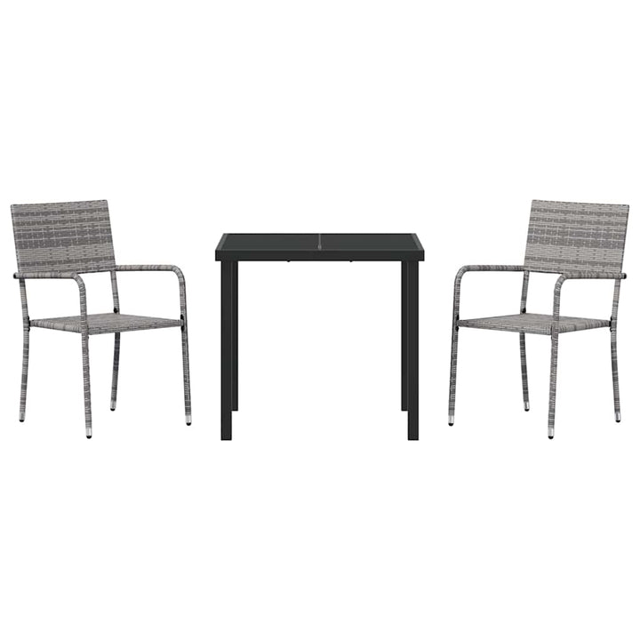 Have Spisebordssæt 3 pcs Grå Poly rattan