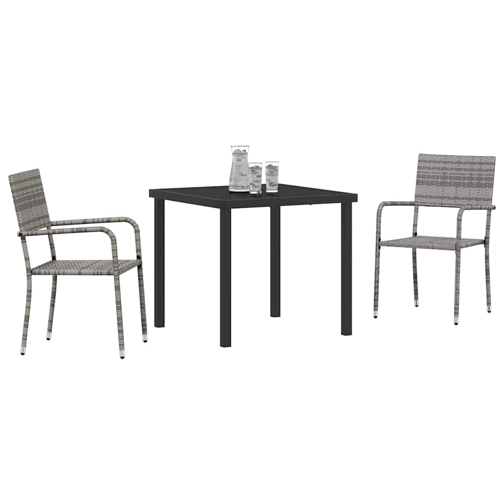 Have Spisebordssæt 3 pcs Grå Poly rattan