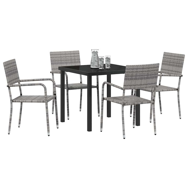 Have Spisebordssæt 5 pcs Grå Poly rattan