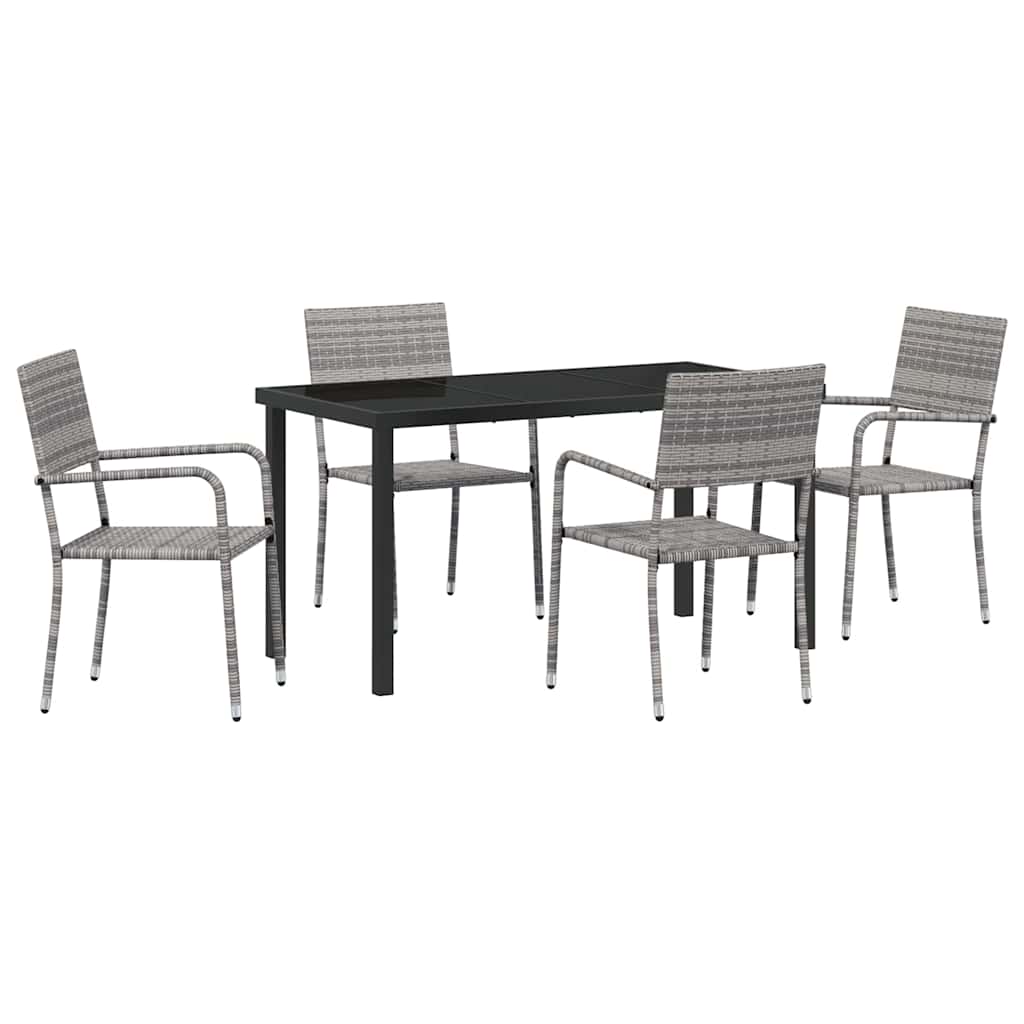 Have Spisebordssæt 5 pcs Grå Poly rattan