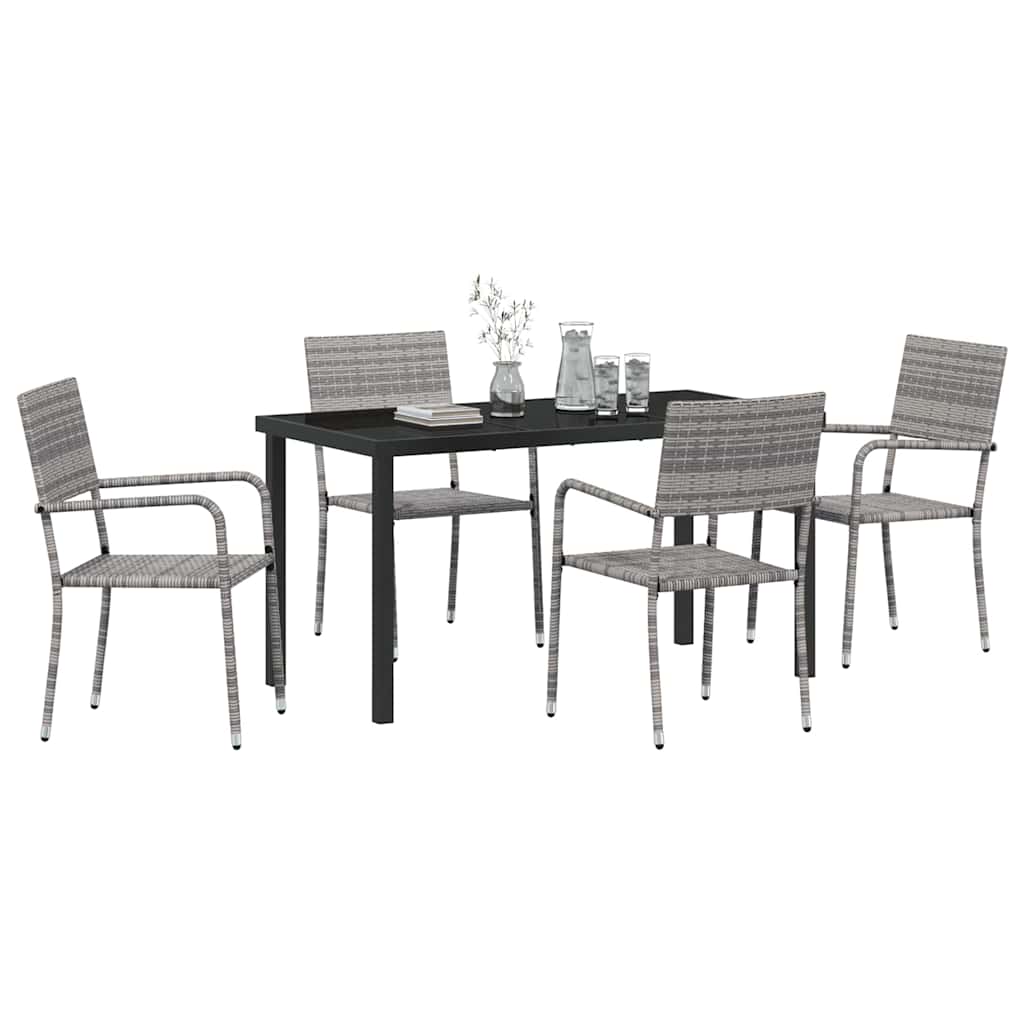 Have Spisebordssæt 5 pcs Grå Poly rattan