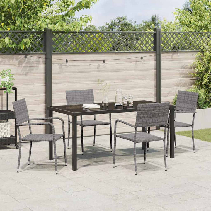 Have Spisebordssæt 5 pcs Grå Poly rattan