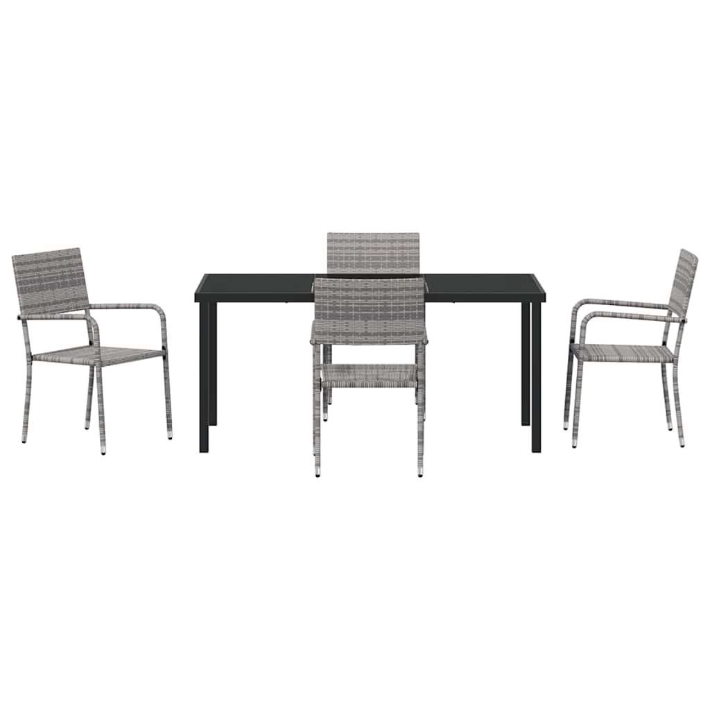 Have Spisebordssæt 5 pcs Grå Poly rattan