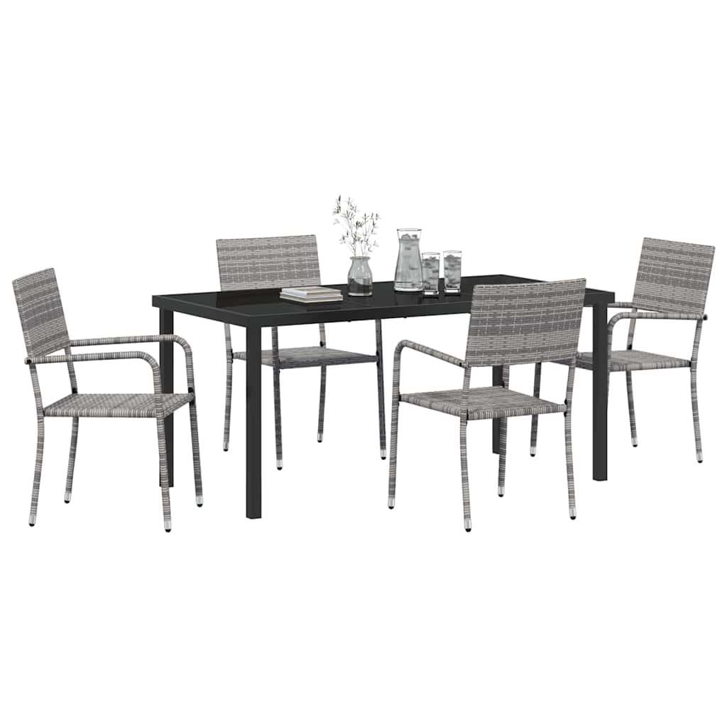Have Spisebordssæt 5 pcs Grå Poly rattan