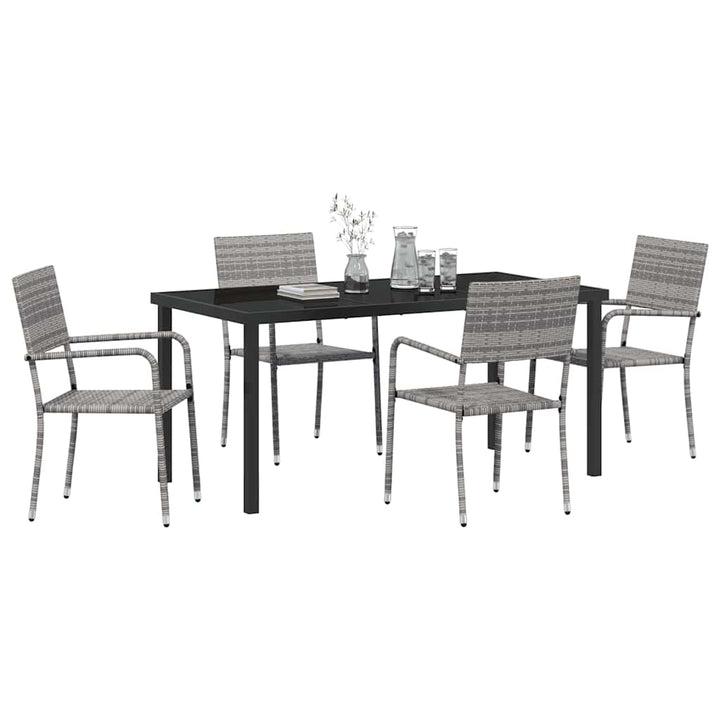 Have Spisebordssæt 5 pcs Grå Poly rattan