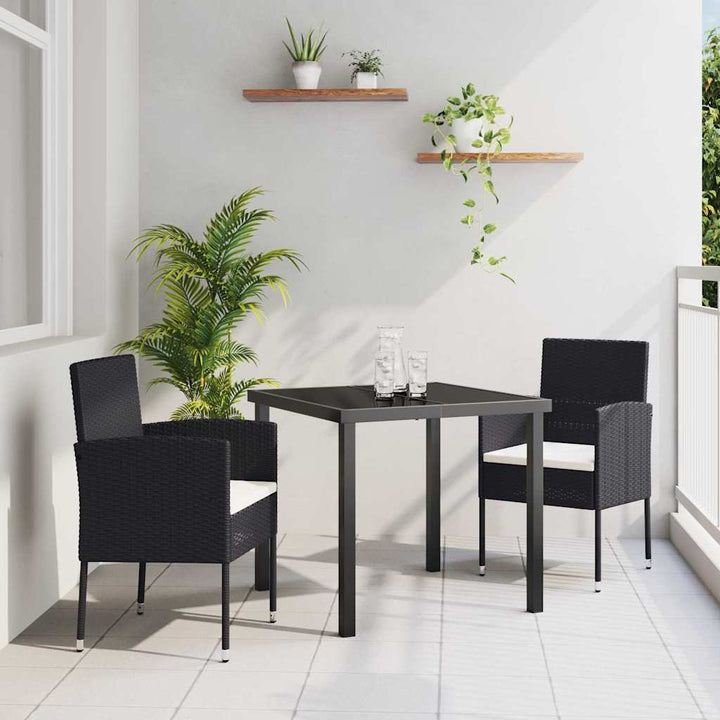 Have Spisebordssæt med pude 3 pcs Sort Poly rattan