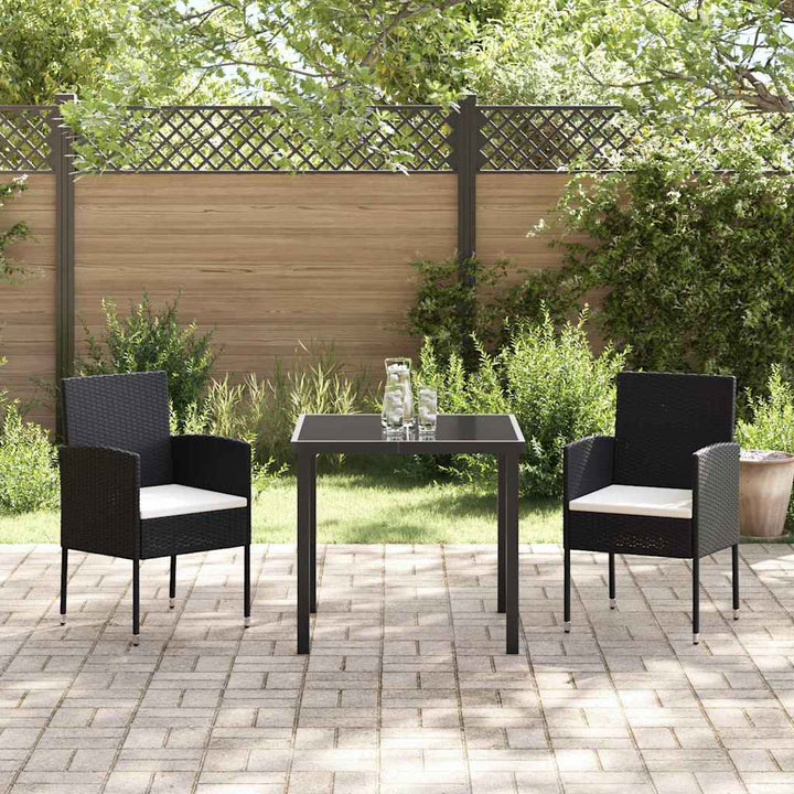 Have Spisebordssæt med pude 3 pcs Sort Poly rattan