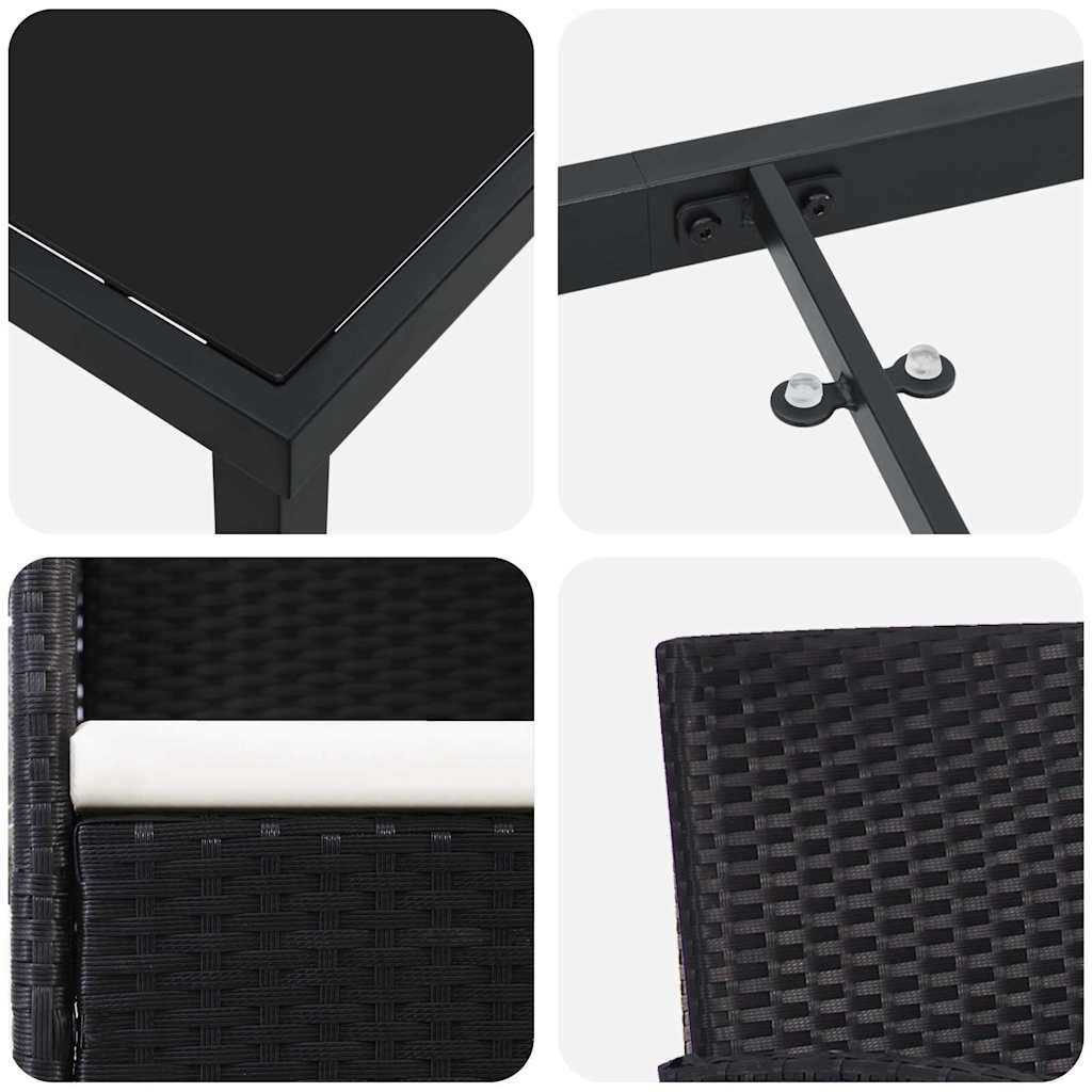 Have Spisebordssæt med pude 5 pcs Sort Poly rattan