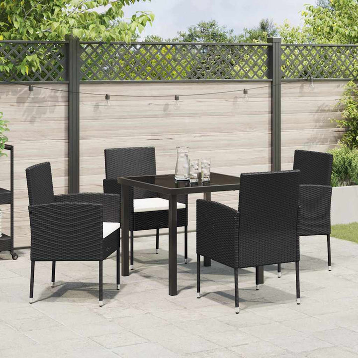 Have Spisebordssæt med pude 5 pcs Sort Poly rattan