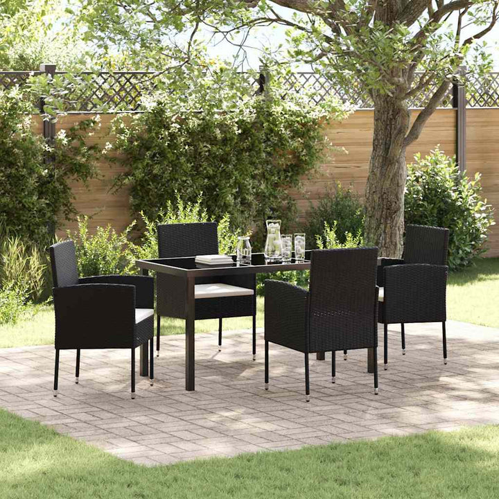 Have Spisebordssæt med pude 5 pcs Sort Poly rattan