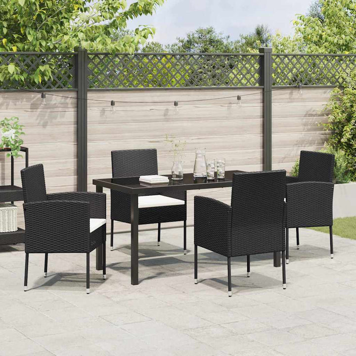 Have Spisebordssæt med pude 5 pcs Sort Poly rattan