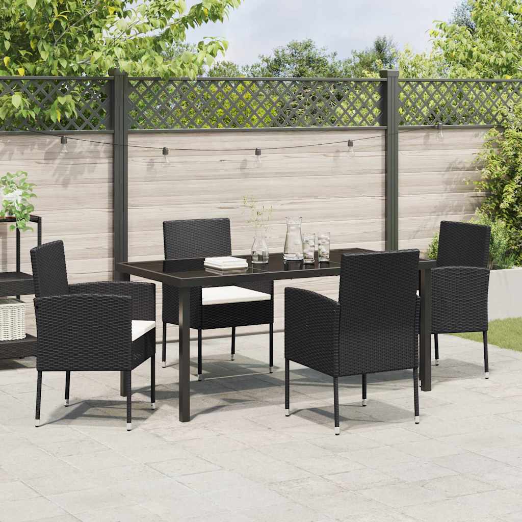 Have Spisebordssæt med pude 5 pcs Sort Poly rattan