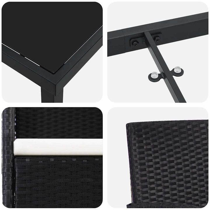 Have Spisebordssæt med pude 7 pcs Sort Poly rattan