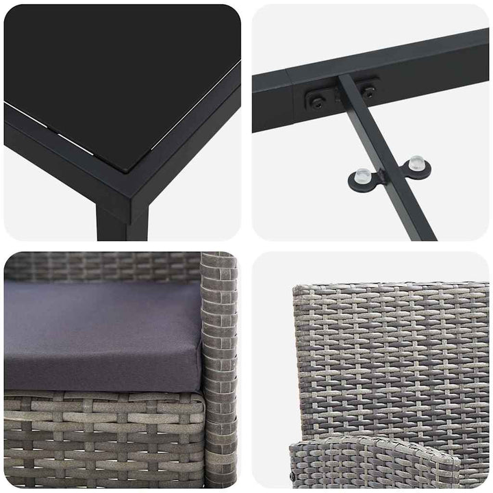 Have Spisebordssæt med pude 3 pcs Grå Poly rattan