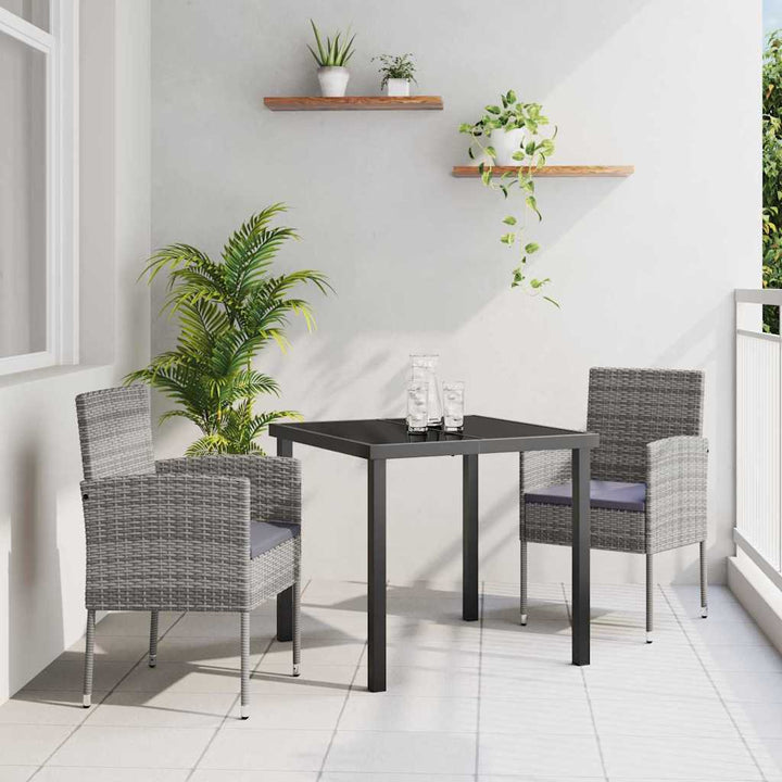Have Spisebordssæt med pude 3 pcs Grå Poly rattan