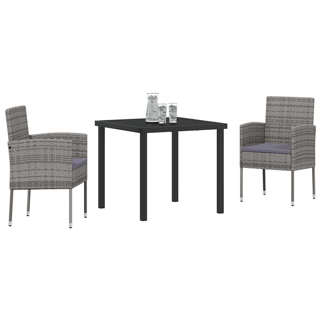 Have Spisebordssæt med pude 3 pcs Grå Poly rattan