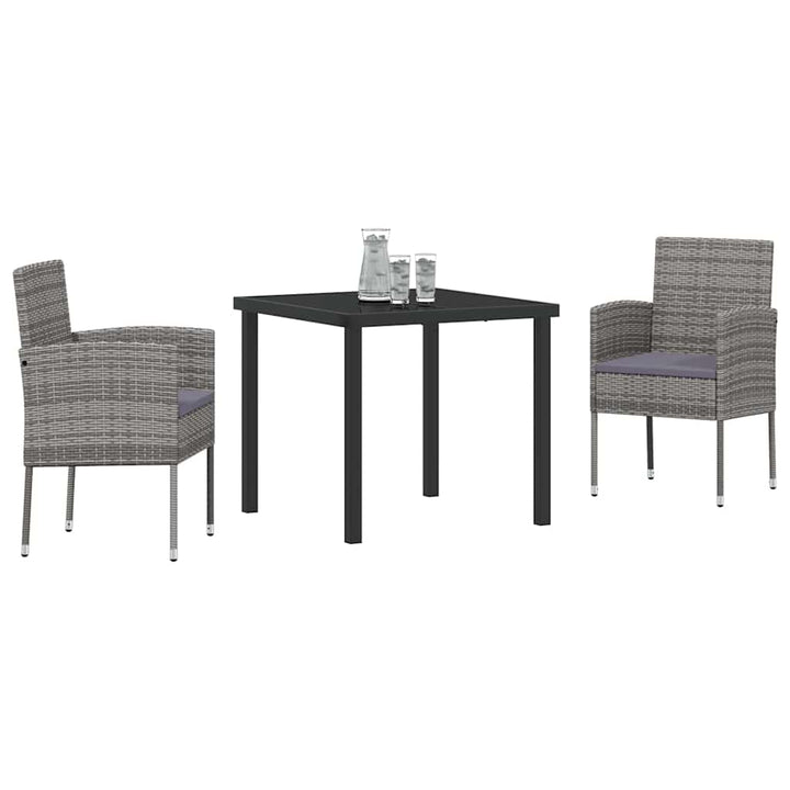 Have Spisebordssæt med pude 3 pcs Grå Poly rattan