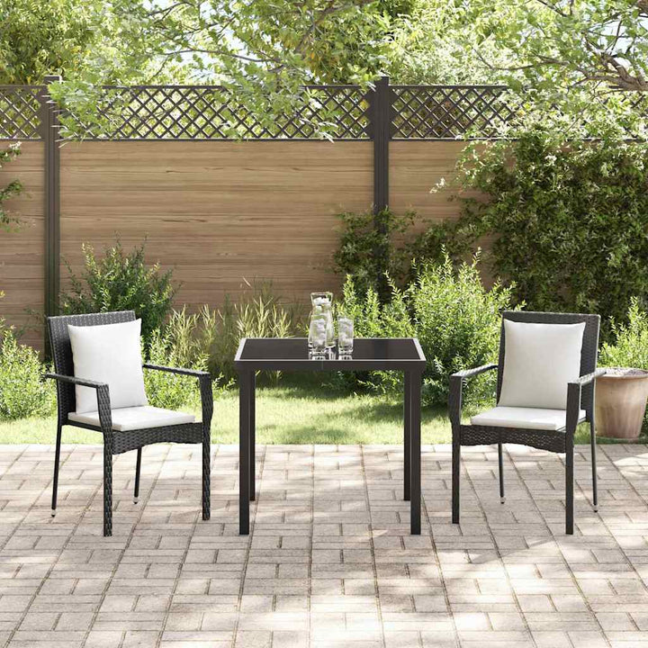 Have Spisebordssæt med pude 3 pcs Sort Poly rattan