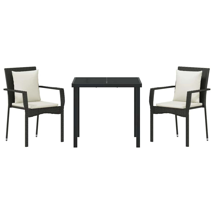 Have Spisebordssæt med pude 3 pcs Sort Poly rattan