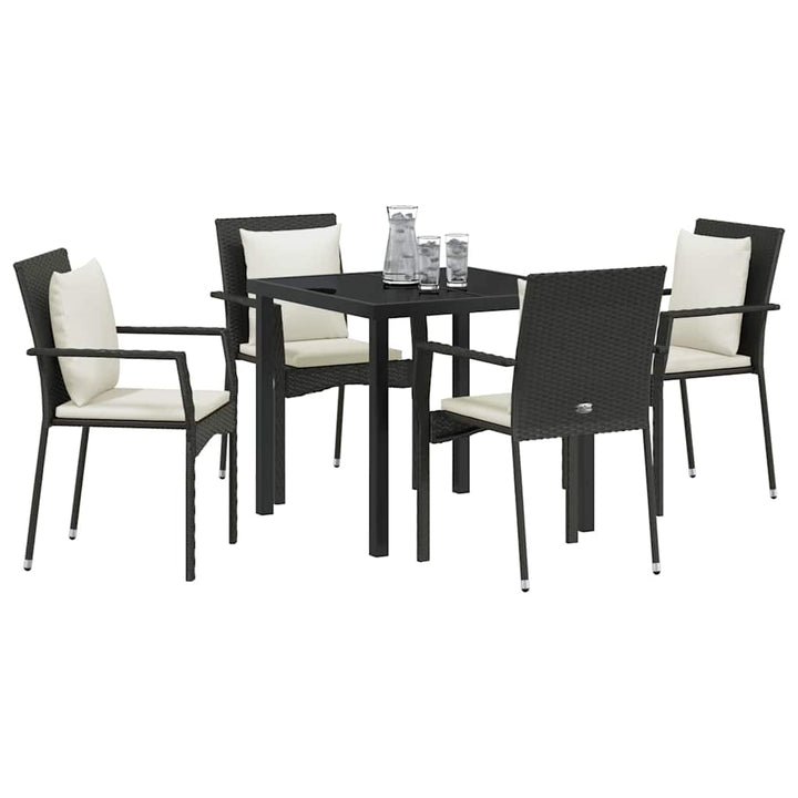 Have Spisebordssæt med pude 5 pcs Sort Poly rattan