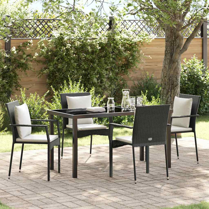Have Spisebordssæt med pude 5 pcs Sort Poly rattan