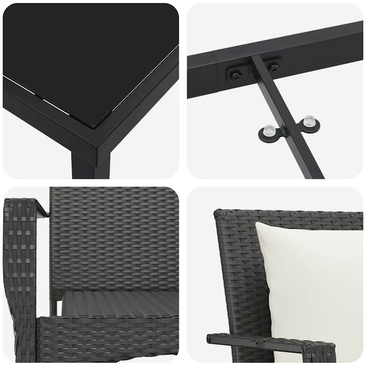 Have Spisebordssæt med pude 5 pcs Sort Poly rattan