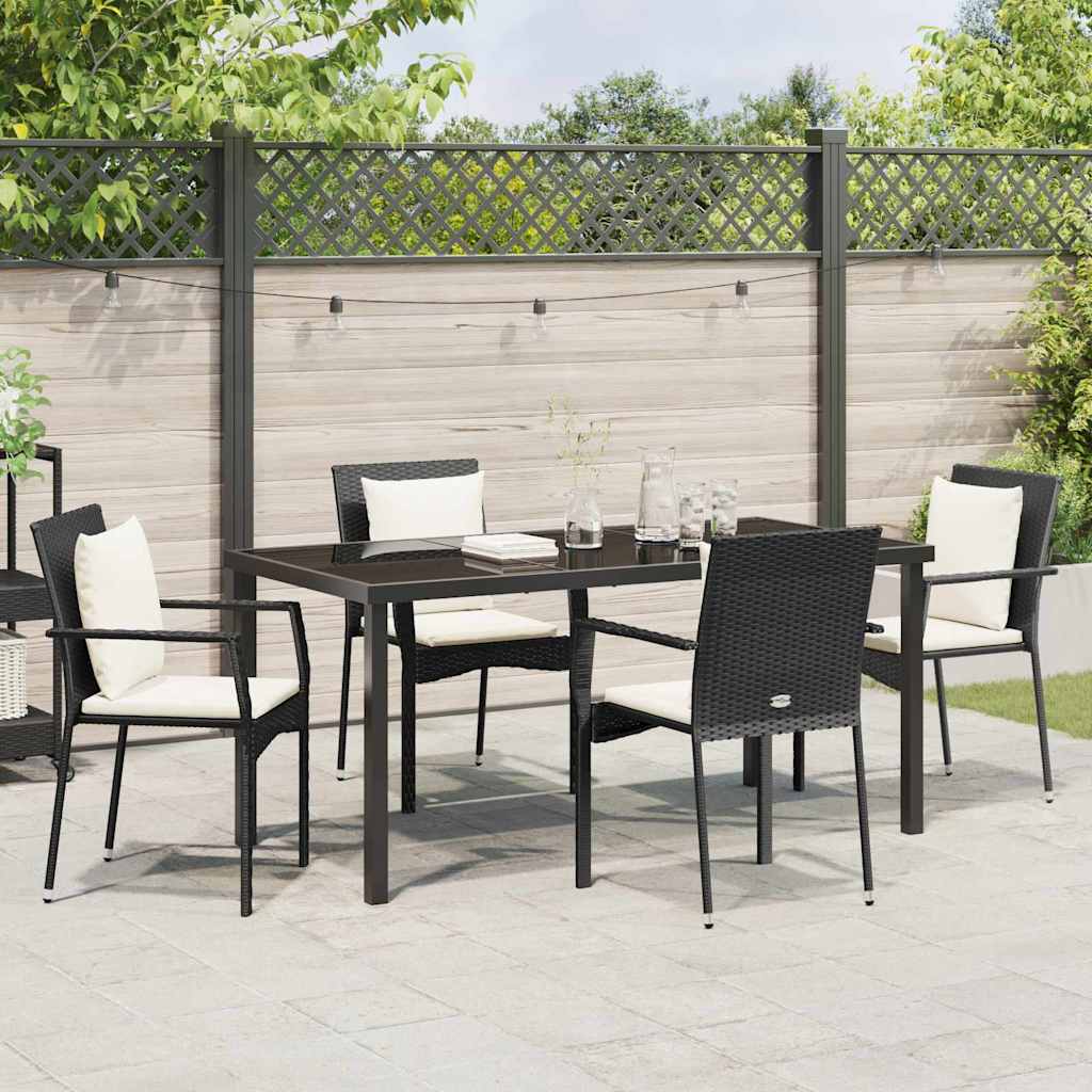 Have Spisebordssæt med pude 5 pcs Sort Poly rattan