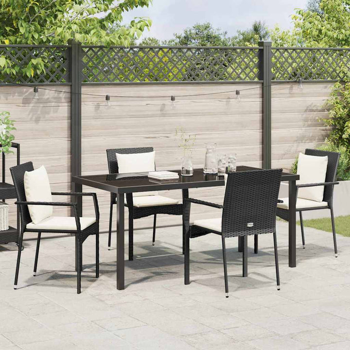 Have Spisebordssæt med pude 5 pcs Sort Poly rattan