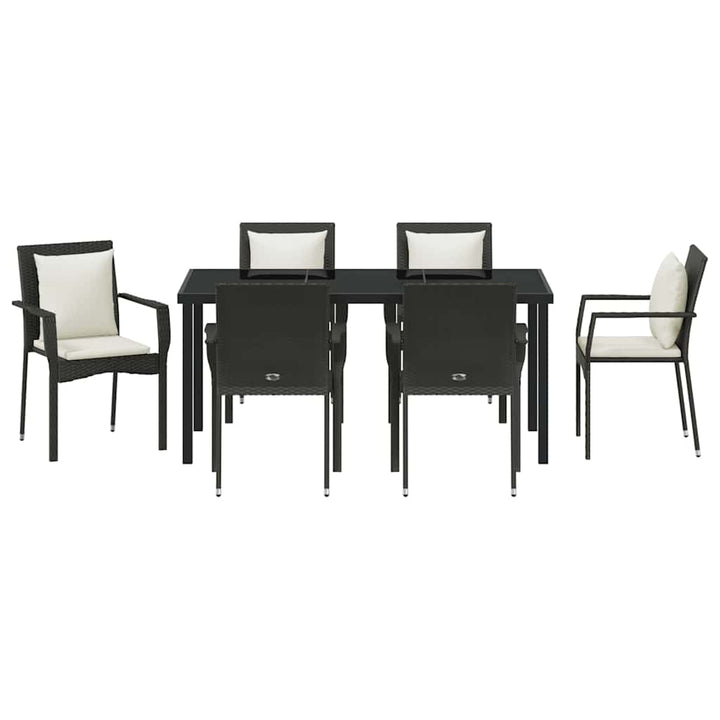 Have Spisebordssæt med pude 7 pcs Sort Poly rattan