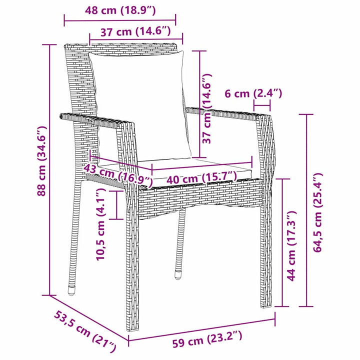 Have Spisebordssæt med pude 7 pcs Sort Poly rattan