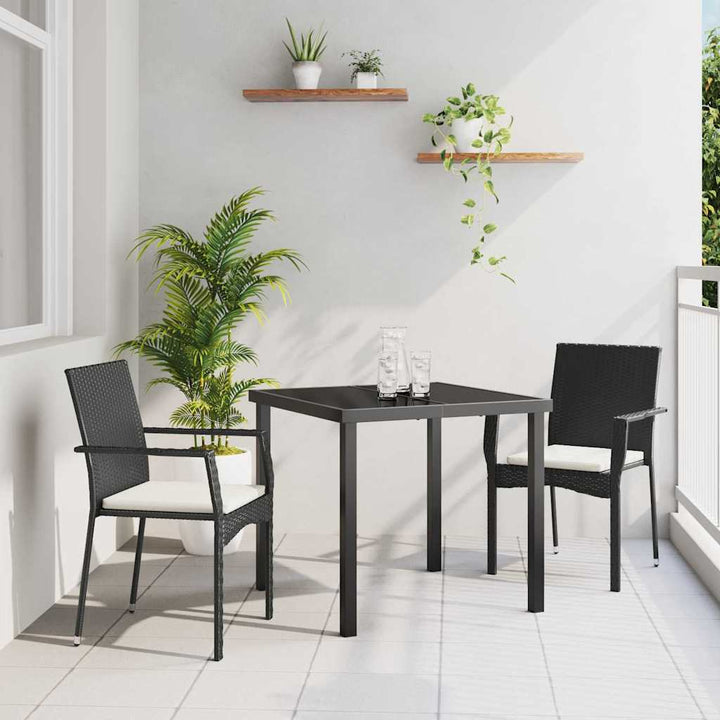Have Spisebordssæt med pude 3 pcs Sort Poly rattan