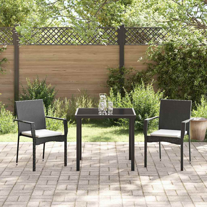 Have Spisebordssæt med pude 3 pcs Sort Poly rattan
