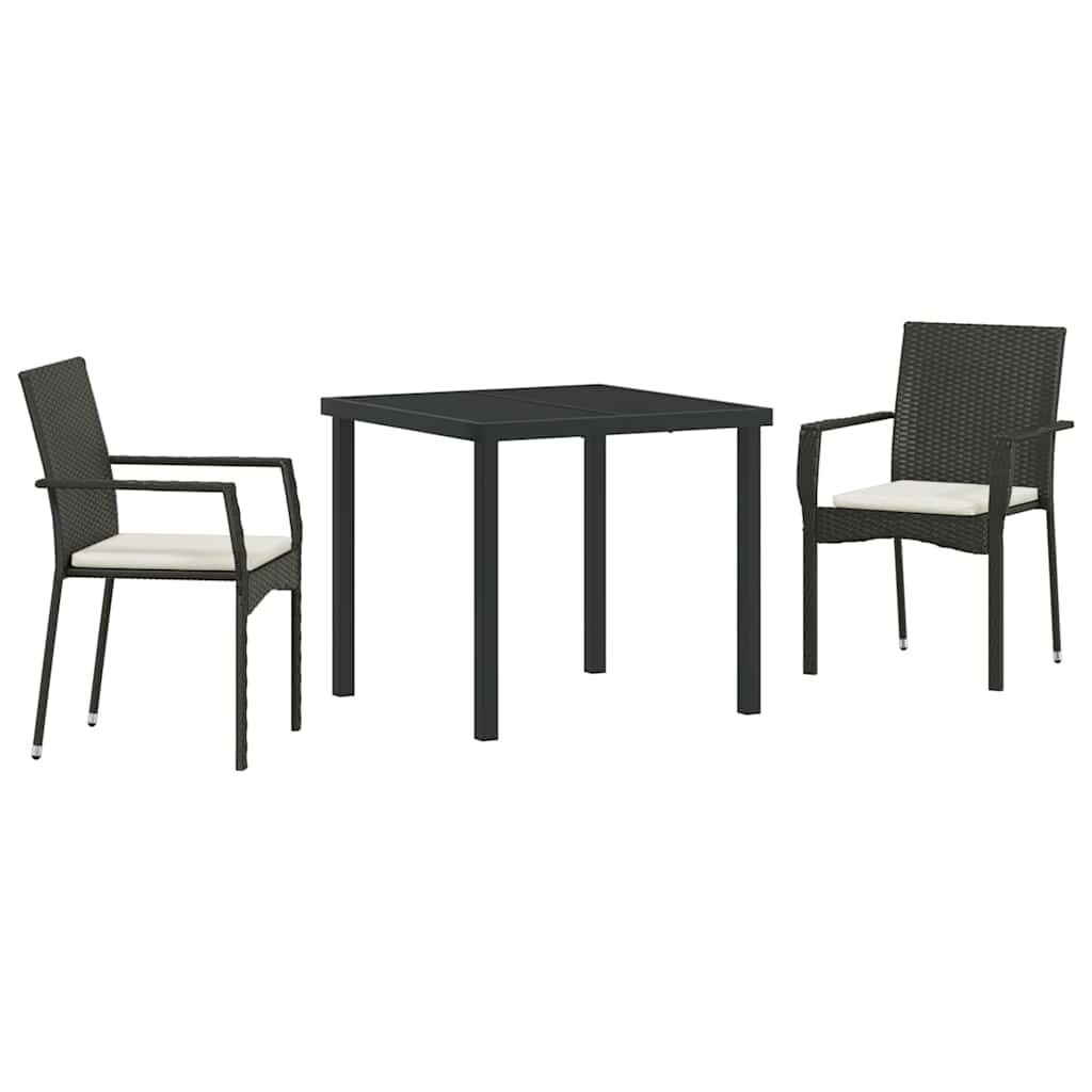 Have Spisebordssæt med pude 3 pcs Sort Poly rattan