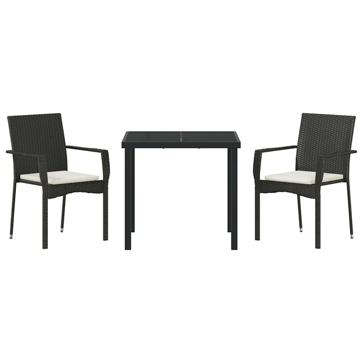Have Spisebordssæt med pude 3 pcs Sort Poly rattan