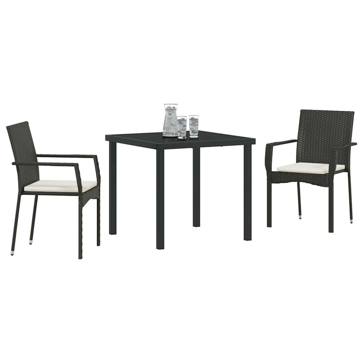 Have Spisebordssæt med pude 3 pcs Sort Poly rattan