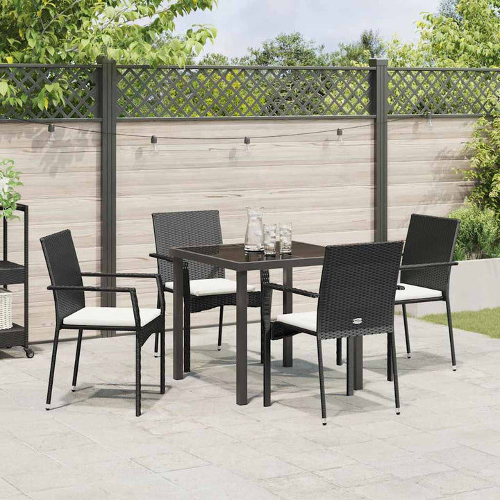 Have Spisebordssæt med pude 5 pcs Sort Poly rattan