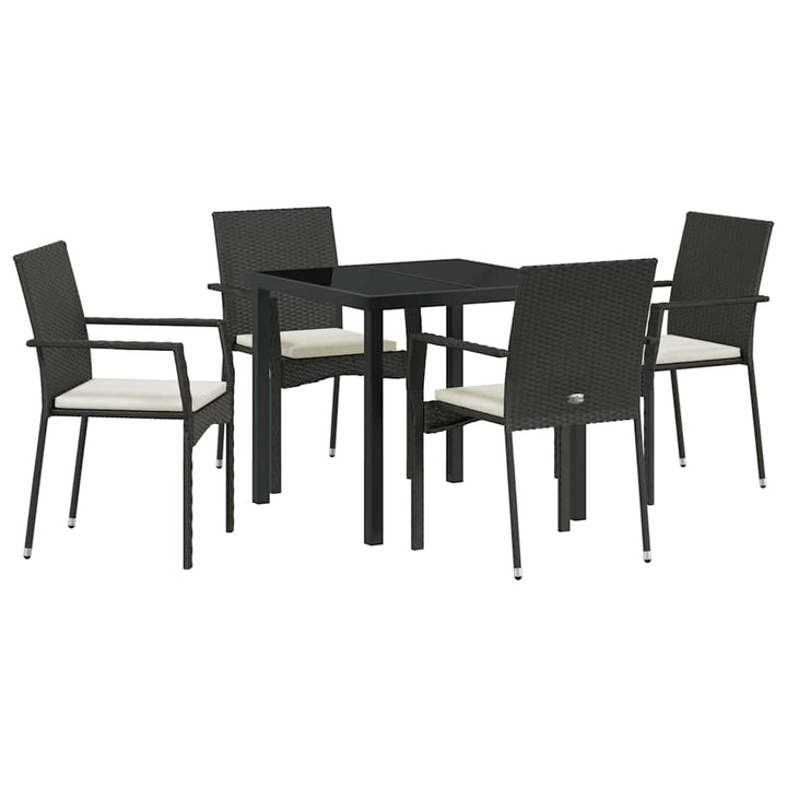 Have Spisebordssæt med pude 5 pcs Sort Poly rattan