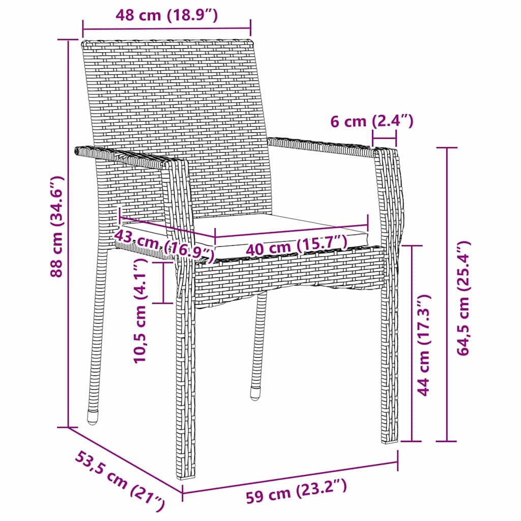 Have Spisebordssæt med pude 5 pcs Sort Poly rattan