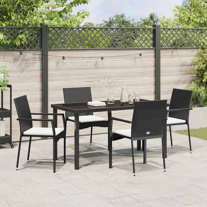 Have Spisebordssæt med pude 5 pcs Sort Poly rattan